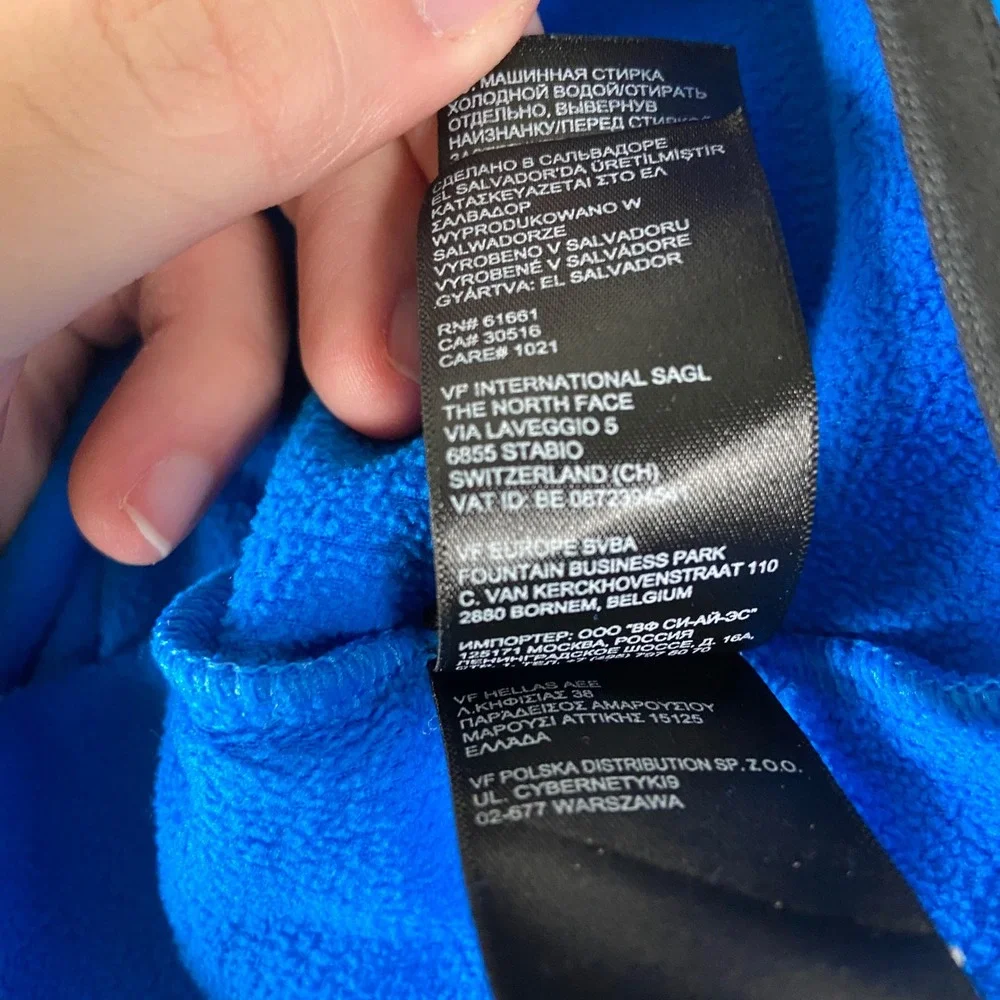 The North Face TKA Glacier Snap-Neck Pullover Mens L Blue Black Fleece Outdoors